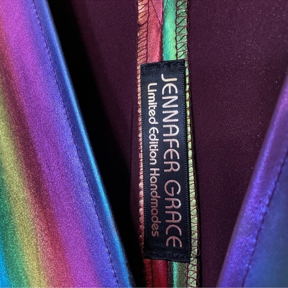 Jennafer Grace Rainbow shimmer Magic Caftan dress festival vintage - Picture 7 of 10